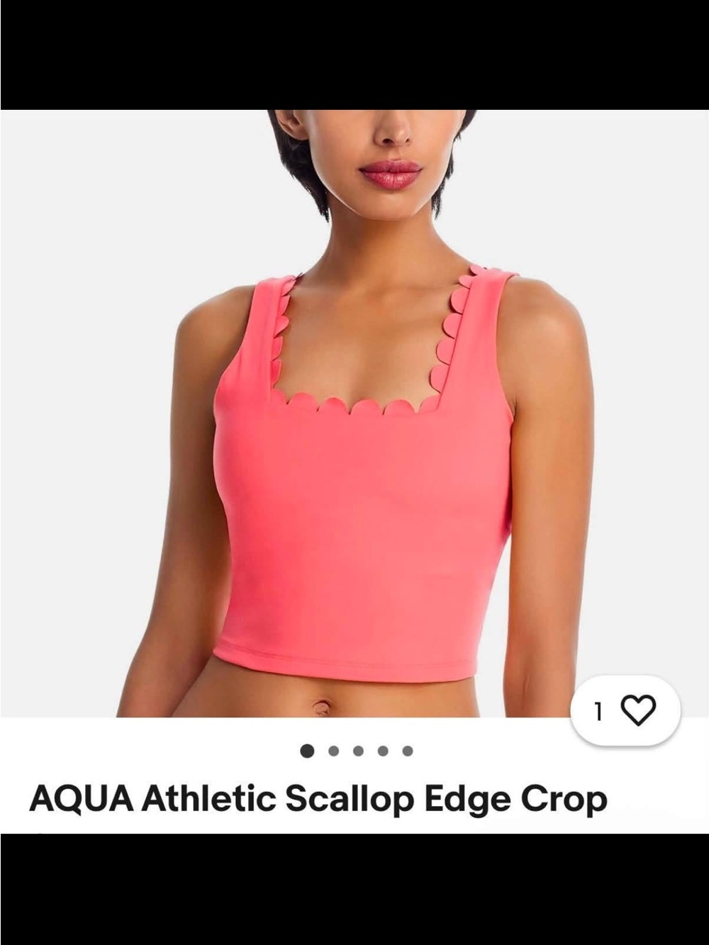Aqua athletic Scallop-Edge Crop Tank